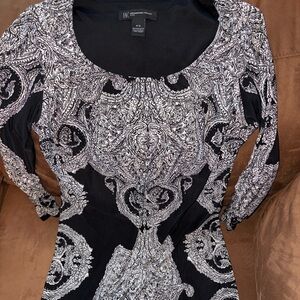 INC International Concepts Ornate Black and White Dress